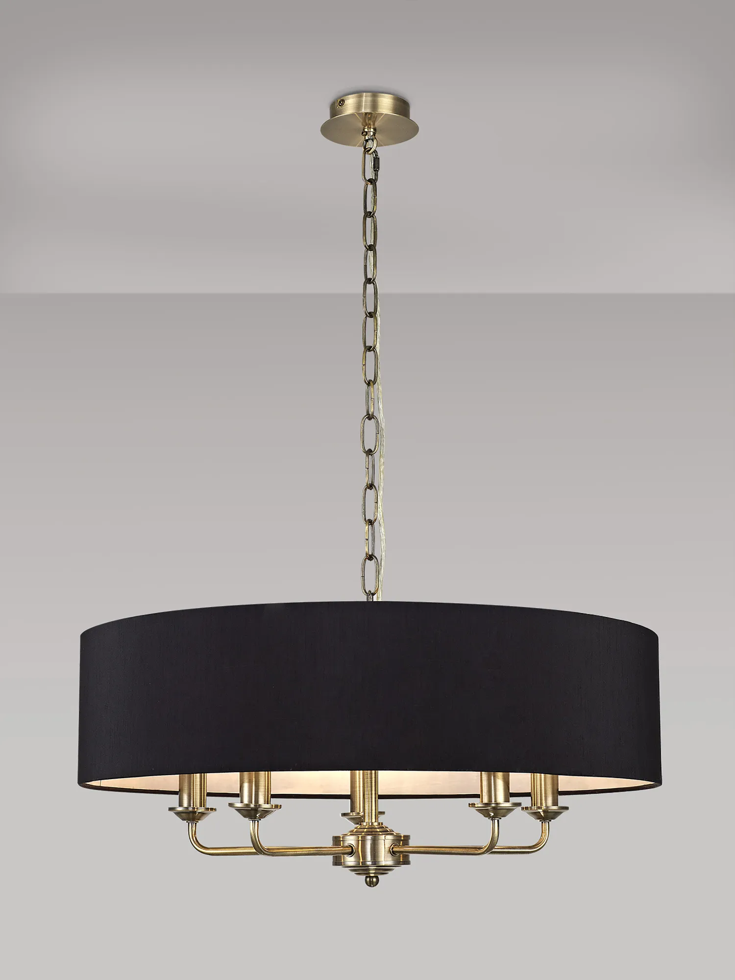 Banyan 60cm 5 Light Pendant Antique Brass, Black DK0034  Deco Banyan AB BL